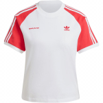 Adidas Originals X Sporty & Rich Mugav Moodne &Uuml;mmarguse Kaelusega L&uuml;hikeste Varrukatega T-s&auml;rk Naiste T-s&auml;rgid Punane JI9274 S