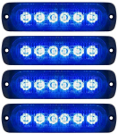 LED h&auml;daolukorra hoiatusvalgus, 4 tk 6 LED-iga Ohutus Esmateenindus Vilkur 12-24V Merevaiguv&auml;rvi Vilkuv Ohtude hoiatusvalgus Veekindel (Sinine) sinine