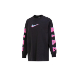 Nike Letter Logo Tr&uuml;kitud Hingav &Uuml;mmarguse Kaelusega Tilk&otilde;lgadega T-s&auml;rk Naiste Topid Must DX7925-010 L