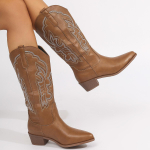 Moodsad suuremad numbrid 43 Kvaliteetsed plokk-kontsaga keskpikad valged teksasaapad Naistele Vintage Country kontserdi L&auml;&auml;ne-stiilis saapad Kingad Zapatos Mujer 36 pruun