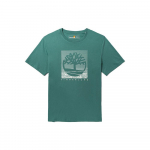 Timberland Suure logoga vabaaja slim fit hingav &uuml;mara kaelusega T-s&auml;rk meestele T-s&auml;rgid sinakasroheline A61XY-CL6 XS