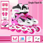 Reguleeritav laste rulluisukomplekt PVC helendavate rataste, kiivri ja kaitsmetega Adjustable Medium (Fits Size 33-37)