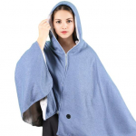 USB-toitega elektriline tekk kapuutsiga, lukuga kinnitus, &uuml;hev&auml;rviline soojendusega sall-wrapid, talvine soe, kiiresti soojenev tekk sinine