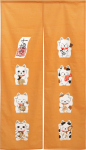 Noren Kobo Noren Jaapani Laius 85cm x Pikkus Maneki &Otilde;nnelik Seitse &Otilde;nnelik 10756 Kardin, Muster, Kass, 150cm, Neko, Amulett, Kassid, Kollane,
