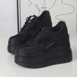 Moodsad 12CM Ehtsa Nahast Platvormiga Tennised Kiilkontsaga Kingad Naistele Hingavad Tennised Vabaajajalatsid Peidetud Kontsaga Zapatillas Mujer 34 must