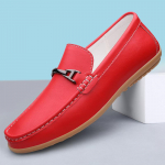 Br&auml;nd Meeste Kvaliteetne Nahk Elegantne Mokassiin Kingad Vabaaja Kingad Mokassiinid Slip-on Meeste Madalad Mehelikud Pehmed Mugavad Igap&auml;evased S&otilde;idukingad 36 punane