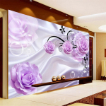 Seinamaal 3D Lilla Roosiline Lilleline Tapeet Moodne Seinamaal Elutuba Magamistuba Seinapaberid Kodu Kaunistus 200 cm(W) x 140 cm(H)