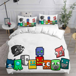 Geometry Dash Voodipesukomplektid Tekk Tekikott Voodikate Padjap&uuml;&uuml;r 2-3osalised Komplektid Laste T&auml;iskasvanu Suurused EU Single 135x200cm