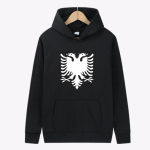 Albaania mustriga tr&uuml;kitud moekas uus kapuutsiga pusa meestele ja naistele, retro t&auml;navastiilis, vabaaja t&auml;navastiilis dressipluus 2XL black