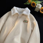 Naiste Vintage Harajuku kapuutsid Suurem&otilde;&otilde;tmelised pluss sametist paksendatud velvetist n&ouml;&ouml;biga kampsunid Pullover, soe kontrastne polo kapuuts M