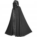 Kapuutsiga kuub Keskaegne renessanss 5-v&auml;rviline kuub Halloweeni cosplay kost&uuml;&uuml;m XXXL must