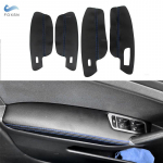 4 tk VW Golf 7 MK7 2014 2015 2016 2017 2018 Autode Siseukse K&auml;epide K&auml;etoe Paneel Mikrokiud Nahast Kate Kaitsev LHD black-blue line