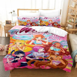 Anime W-Winx Club Tekikott Padjap&uuml;&uuml;r Laste Kingitus Voodipesu Komplekt T&auml;iskasvanud Poiss T&uuml;druk Magamistoa Kaunistus &Uuml;he Kahekohaline Suur AU Single(140*210cm)3pcs