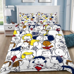 Snoopy Tekikott 3D Peen 3D Tr&uuml;kk &Otilde;nnelik Kutsikas Voodipesu Komplekt Tekk Voodi Noorte Kodu Dekoor T&uuml;drukud Poisid Kingitus EU Single(135*200cm)3pcs