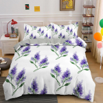 Lavendli tekikottide komplekt Lilla Romantiline teema Ilusad lilled Pol&uuml;ester tekikate Kuninglik Kuninganna suurus T&uuml;drukutele Naistele Lastele EU Single(135*200cm)3pcs
