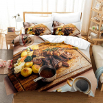 Beefsteak &uuml;heinimesevoodi, t&auml;issuuruses queen-size voodipesukomplekt, poiste magamistoa tekikott, 3D-prindiga gurmeepraad EU Single(135*200cm)3pcs
