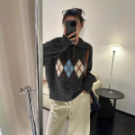 Maillard kohv teemantkaelusega kampsun naistele laisk v&auml;lisr&otilde;ivas varas&uuml;gis ja talv lai kootud kampsuni topp Onesize hall