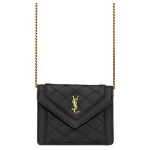 Saint Laurent YSL Gaby Kuldne Logo Tepitud Lambanahast Keti Ristkeha &Otilde;lakott Naiste kotid Must 685612-1EL07-1000 Basic Set (Bag+Dust Bag)