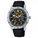 SEIKO Automaatne/Manuaalne Mehaaniline Liikumine Nahkrihmaga K&auml;ekell 39,5 mm Meeste Kellad Skelettdialiga SSA461 Skeleton Dial