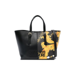 Versace Jeans Couture Lapitehnika Tepitud Lilleline Prindiga Suure Mahutavusega Barokk-Tote Kott Naiste Tote Kotid Must Kuldne 75VA4BP7ZS820G89 Basic Set (Bag+Dust Bag)