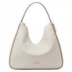 Michael Kors MK Nayla Laisasti Stiilis Logo Prindiga Kunstnahast Hobo &Otilde;lakott Keskmine Naiste kotid Vanillivalge Tammepruun 35F5G5ZL6B-150 Basic Set (Bag+Dust Bag)