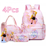 4 tk/komplekt Uus Multikas K-Pop Tr&uuml;kitud Seljakott K&auml;ekott Pinal 750 ml Vee Pudeliga Teismelisele Poisi T&uuml;druku Koolikott Suure Mahutavusega Raamatukott