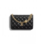 Chanel Classic Flap CF 23S Naiste Kameelia Reguleeritava Ketiga WOC Lambanahast Kuldse Riistvaraga &Uuml;lemine K&auml;epide &Otilde;la-Risti-Keha Rahakott Kott Must Shopping Bag Set(Basic Set+Shopping Bag) must