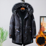 11XL Plus Fat Extra Large Parker Jope Meeste Paksu Keskmise pikkusega Lahtine Soe ja Tuulekindel Pluss Velvet Paksu kapuutsiga polsterdatud jope 10XL must