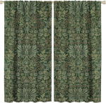 Vintage Bohemia Kunstakna kardinad William Morris Originaalkujundus Roheline Aed Elutuba Magamistuba Valgust blokeeriv Valmistatud pol&uuml;estrist Istumiskujundus W100*H160(CM)-Rod Pocket&2PCS