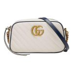 Gucci GG Marmont Valge Nahast Diagonaalselt Tepitud Kaamera Crossbody Kott Naistele Igap&auml;evaseks Kasutamiseks Basic Set (Bag+Dust Bag)