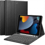Klaviatuur iPad 9. p&otilde;lv 2021/iPad 8. 2020/iPad 7. 2019 10,2-tollisele - Traadita Bluetooth Azerty klaviatuur, pehme tagakaane kate koos pliiatsi hoidjaga