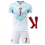 YSHT Portugal Ronaldo Laste Jalgpalli S&auml;rgi Komplekt Valge Noorte Spordivorm 110-120 CM valge