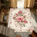 Prantsuse vintage roosa roosi elutoa vaip, lilleline botaaniline libisemiskindel p&otilde;randamatt, shabby chic kodukaunistus vaibad elutuba 80cm x 120cm gray