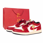Jordan Air Jordan 1 Punane karp S&uuml;nteetiline nahk Kulumiskindel Madal top Vintage Korvpallijalatsid Unisex Punane Valge 553560-081(Team289-BOX) 36.5