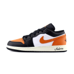Jordan Air Jordan 1 Fashion Classic Abrasion Resistant Low top Vintage Basketball Shoes Unisex Black Orange DC0774-101(Team448-) 36.5 black