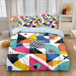 3 tk Bauhausi stiilis geomeetrilise prindiga pehme s&uuml;damikuta tekikottide komplekt, mitme suurusega magamistoa voodipesu kaunistus, masinpestav 135x200cm-EU-Single&set white