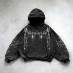 Retro Gooti Graafilise Prindiga Hip Hop Kapuutsiga Pusa Meestele Y2k Grunge Punk Vabaaja Lahtine Pullover Naiste Streetwear Dressipluus Kapuutsiga XL white