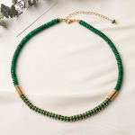 GEMCHIC Naiste Vintage Malakiidist Helmedega Kaelakee Kullatud Titaanterasest Ketiga, Elegantne Geomeetriline Choker Ehted Peole ja Igap&auml;evaseks Kandmiseks kuld