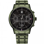 Tommy Hilfiger 1791634 Musta sihverplaadiga kronograafiga meeste k&auml;ekell 44mm roheline