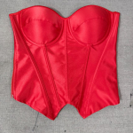 Naiste Must Triibuline &Uuml;le rinna korsett-rinnahoidjad Triibuline kontori&uuml;likond Paelkinnitusega Luudega T&otilde;mblukuga Korsett Seksikas Strapless Bustier Top Xs punane