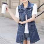 Naiste pikk teksist vest, n&ouml;&ouml;pidega, varrukateta, vabaaja teksist jakk klapptaskute ja kulunud detailidega kihtideks XXXXL gray