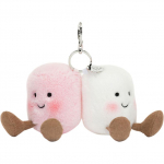 JELLYCAT S&otilde;brap&auml;eva Amuseables Marshmallowde paar Koti v&otilde;lu Paar valget pulbriga kaetud vahukommi kotti, istuv nukk-pl&uuml;&uuml;sripats, 9 cm k&otilde;rge