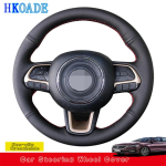 Kohandatav DIY mikrokiudnahast rooliratta kate Jeep Compass 2017 2018 Renegade 2015-2018 Fiat Toro 2017- Tipo jaoks Black Thread