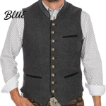 Meeste villane vest Meeste Oktoberfest vest Traditsiooniline kost&uuml;&uuml;m V&ouml;&ouml;tkleit P&uuml;stkrae N&ouml;&ouml;pidega Kitsa l&otilde;ikega v&ouml;&ouml;kleit Gilet Retro varrukateta jakk XL tumehall v&auml;rv