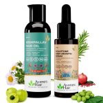 Avimee Maitsetaimede Juuste Kasvu Super S&auml;&auml;stupakett | Keshpallav Juukse&otilde;li (100 ml) & Scalptone juuste kasvu seerum (25 ml) black
