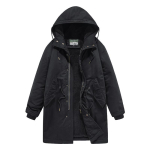 Uus Ameerika Retro M51 Keskmise Pikkusega Tuulejope Parka Kapiga Mantel - Meeste Amish Puuvillane Pikk Mantel - S&uuml;gis/Talv XL must