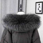 100% Ehtne Looduslik Pesukarvakarva Sall Naistele Talvine Mood Luksuslik Soe K&otilde;rge Kvaliteediga Karusnahkse Kaelusega Jakile Kapuutsiga Riba Suur Sall 65x13cm black