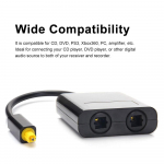 Digitaalne Toslinki fiiberoptiline jaotur 1 sisse 2 v&auml;ljundiga heliadapter, mis &uuml;hildub CD DVD v&otilde;imendiga teleriga