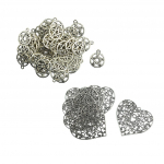 6x Tiibeti h&otilde;bedast filigraanset s&uuml;dameripatsit + 50x Pentacle Charms j&otilde;ulukink as described