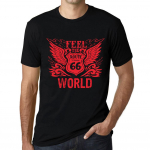 Meeste vintage T-s&auml;rk Graafiline T-s&auml;rk Feel The World Deep Black Red Text XS must